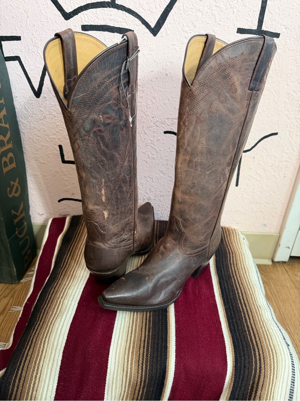 Shyanne Dark Brown Distressed Western Riding Boots